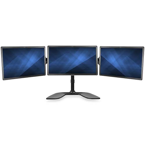 StarTech.com Triple Monitor Stand - Articulating – For Monitors 13” to 27” Adjustable VESA Computer Monitor Stand for 3 Monitor Setup – Steel – Black (ARMBARTRIO2)