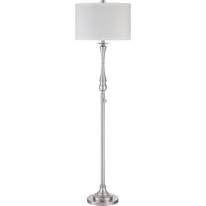 Quoizel VVAM9362BN Ambrose White Fabric Floor Lamp Lighting, 3-Light, 225 Watts, Brushed Nickel (63"H x 17"W)