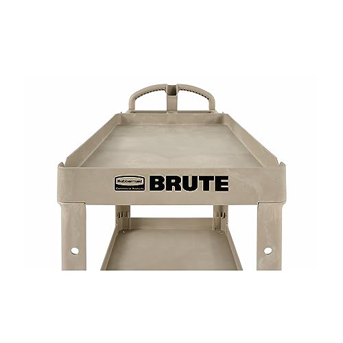 Rubbermaid Commercial Heavy-Duty Utility Cart, Two-Shelf, Beige