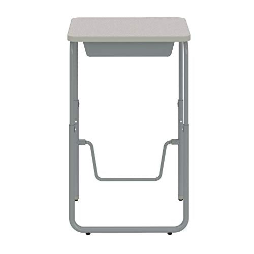 Safco AlphaBetter 2.0 Student Desk with Swinging Footrest Bar, Sit to Stand, 29”-43”, Pebble Gray