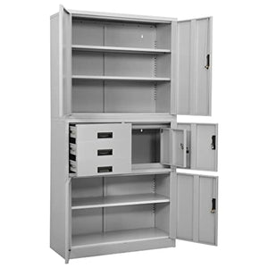 ZQQLVOO Modern Style Steel Storage Cabinet, Light Gray 35.4"x15.7"x70.9