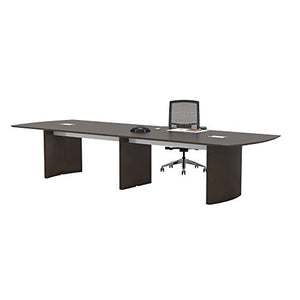 Safco Medina 14' Conference Table with Mocha Finish, Silver Detailing, Grommet Holes