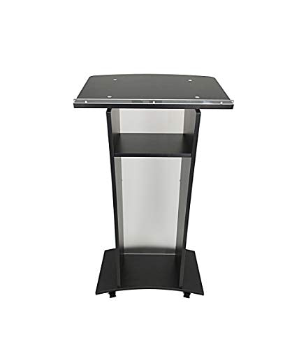 FixtureDisplays Acrylic Church Podium Pulpit with Cup Holder on Wheels