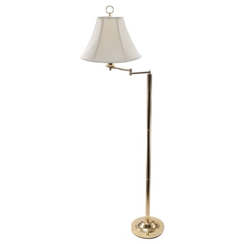 LEDU 58" High Brass Swing Arm Floor Lamp with Cream Shade (L579BR)