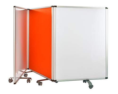 AdirOffice Double-Sided Whiteboard & Flannel Partition – 45”x32x - Mobile Writing and Display Room Dividers - Colorful Versatile Rolling Partition Perfect for Homes and Commercial Use (Red)