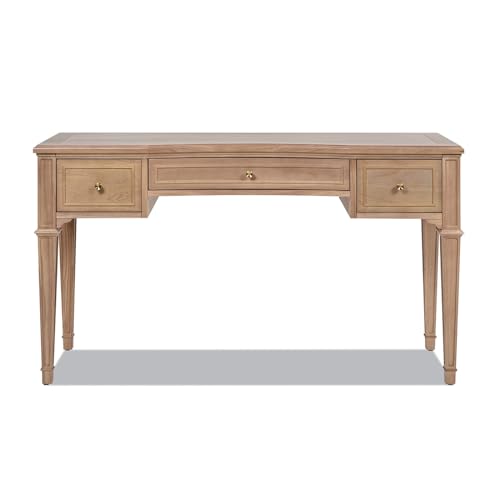 Jennifer Taylor Home Dauphin 55" 3-Drawer Wood Executive Desk, Natural Brown