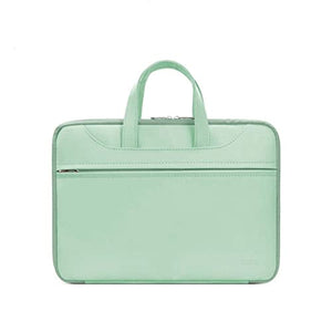 SFFZY PU Leather Laptop Bag Portable Waterproof Notebook Bag Sleeve Handbag Women Men (Color : B, Size : 17-inch)