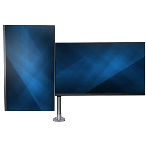 StarTech.com Desk Mount Dual Monitor Arm - Premium Articulating Monitor Arm - up to 27 VESA Mount Displays - Height Adjustable Monitor Mount - Rotate/Tilt/Swivel - Clamp/Grommet - Silver (ARMDUALPS)