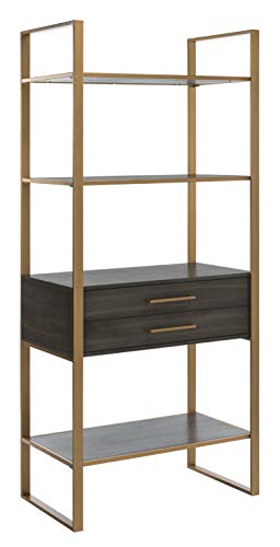 Safavieh ETG6204A Home Collection Skylar 4 Tier 1 Drawer Etagere, Gold/Grey