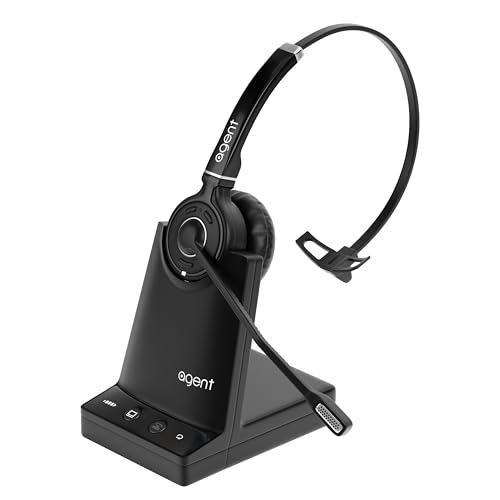 TruVoice Agent AW50 Dect 2-in-1 Wireless Headset | 9 Hour Talk Time, Noise Canceling Mic | Ultra Range up to 500FT