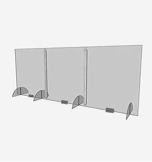 VICTORY DISPLAY & STORE FIXTURE MFG Clear Acrylic Plexiglass 3 Panel Desktop Sneeze Guard (91.5"x36") - Office & Conference Room Protection