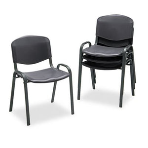Safco Stacking Chair, Black Seat/Black Back, Black Base, 4/Carton