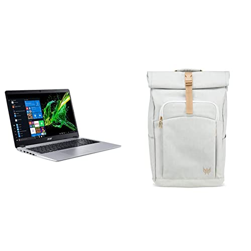 Acer Aspire 5 Slim Laptop, 15.6" Full HD IPS Display & Acer Predator Rolltop Jr. Smoky White Backpack - For All 15.6" Gaming Laptops, Travel backpack