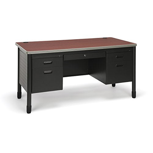 OFM Mesa Series 5-Drawer Steel Desk with Laminate Top - Durable Locking Utility Desk, Cherry, 30" x 60" (66360-CHY)
