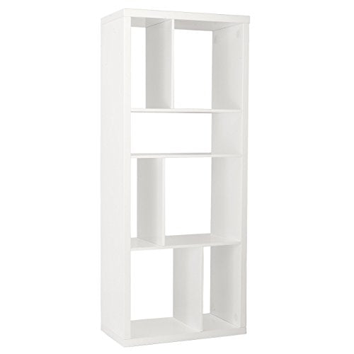 Eurø Style Reid Abstract Shelving Unit or Media Stand, White High Gloss Lacquer