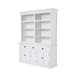 NovaSolo Furniture Halifax Mahogany Wood Bookcase 5 Doors 3 Drawers Classic White