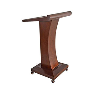 Generic Wooden Mobile Rolling Lectern Podium Stand for Churches - Brown (Coffee)