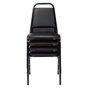 National Public Seating (4 Pack) NPS® 9100 Series Vinyl Upholstered Stack Chair, Black Seat/Frame