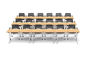 Team Tables 18 Person Beech Folding Training Tables with Task Chairs