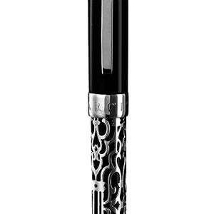 Antilles Ballpoint Pen, Black with Silver Filigree - Luxurious Journaling Pens with Clip for Writing, Note Taking - High-End, No Bleed Pens - Premium Writing Supplies and Luxury Pens