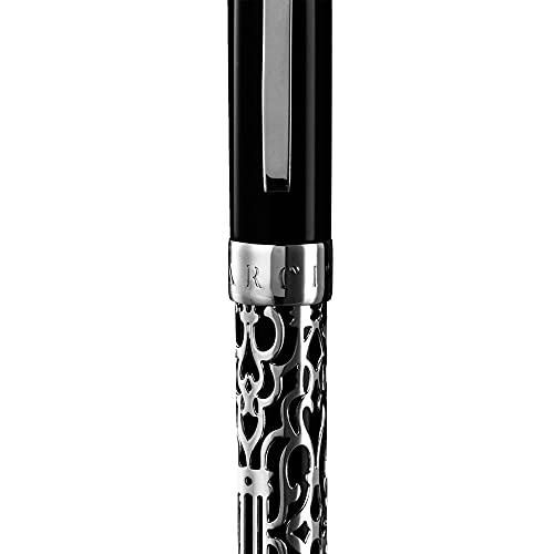 Antilles Ballpoint Pen, Black with Silver Filigree - Luxurious Journaling Pens with Clip for Writing, Note Taking - High-End, No Bleed Pens - Premium Writing Supplies and Luxury Pens