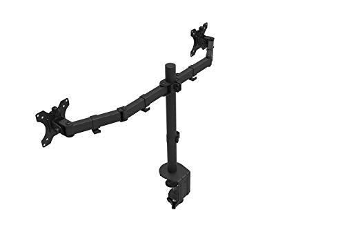 Rocelco 46" Height Adjustable Corner Standing Desk Converter with Dual Monitor Arm BUNDLE - Sit Stand Up Computer Workstation Riser - Extra Large Keyboard Tray - Teak Wood Grain (R CADRT-46-DM2)