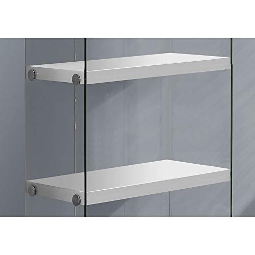 Monarch specialties I 3289, Bookcase, Tempered Glass, Glossy White, 60"H