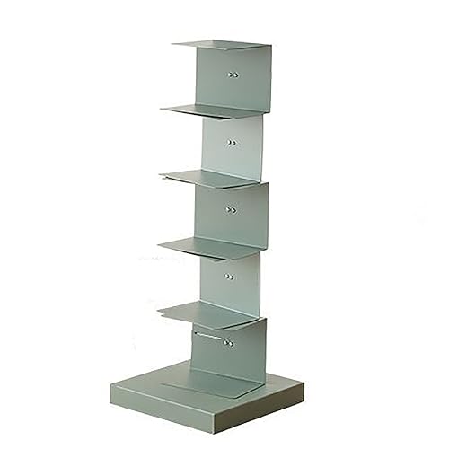 PIcube All Metal Invisible Book Tower Heavy Duty Spine Bookshelf White 5 Shelf