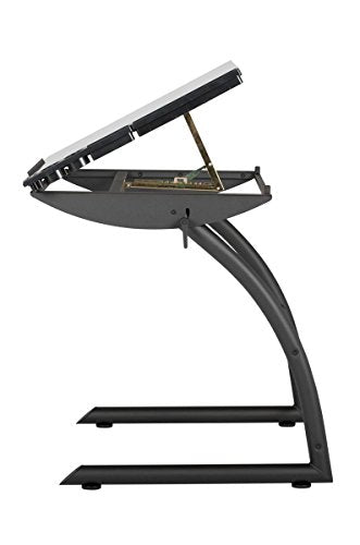 Offex Home Triflex Drawing Table Charcoal/Clear Glass