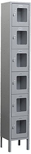 Salsbury Industries S-66162GY-U Six Tier Box Style 12-Inch Wide 6-Feet High 12-Inch Deep Unassembled See Through Metal Locker, Gray