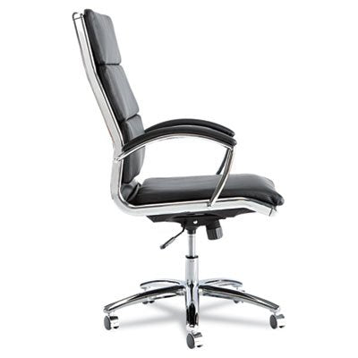 Alera ALENR4119 Neratoli Series High-Back Swivel/Tilt Chair, Black Leather, Chrome Frame