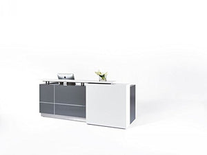GW FURNITURE Modern Reception Desk (98") with White Quartz Stone Counter-TOP