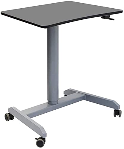 Mobile Standing Desk Laptop Stand Lectern Workstation with Wheels - Height Adjustable - Black
