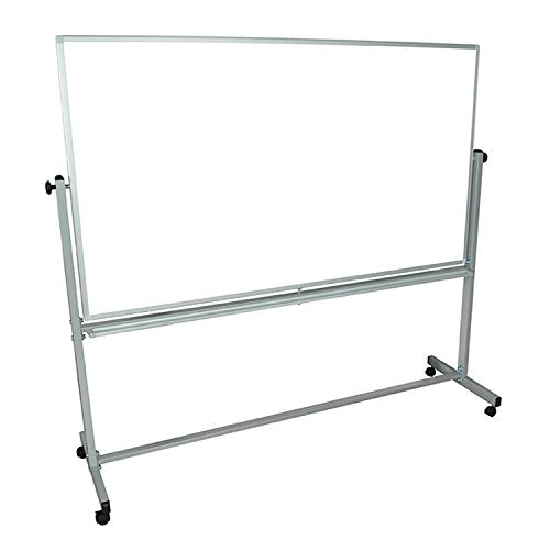 Luxor Mobile Dry Erase Double-Sided Magnetic Whiteboard with Aluminum Frame and Stand - 72"W x 40"H