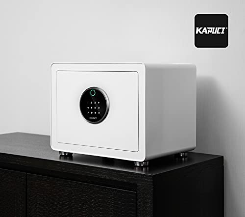 KAPUCI Modern Minimalism Design Biometric Fingerprint Touch Screen Safe, Auto-Open Safe Box with Digital Virtual Password,Safety Steel Household Home Safes,Suitable for Wardrobe,Bedroom,Home,Office,Hotel, Handgun, Jewelry(New Version)