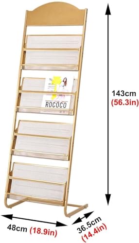 ESASAM Floor Standing Magazine Rack, Literature Organizer - Gold