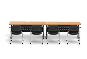 Team Tables Folding Training Seminar Classroom Tables with Power+USB Outlet - 4 Person Seating (Model 5545)