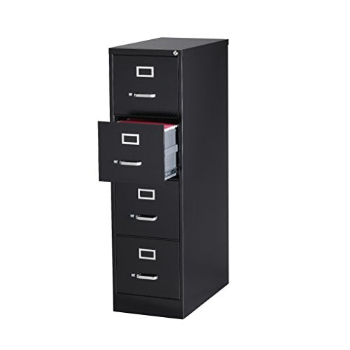 Office Dimensions Commercial 4 Drawer Letter Width Vertical File Cabinet, 26.5" Deep - Black