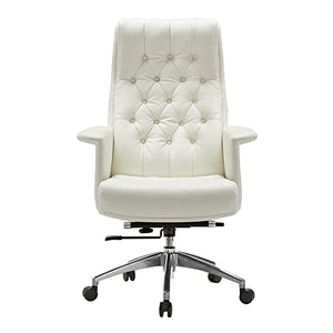 CBLdF Executive Office Chair, Ergonomic Adjustable Reclining Swivel Computer Seat (Black/White Cowhide)