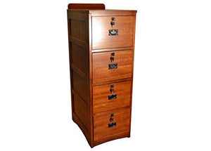 Crafters and Weavers Mission Solid Oak 4-Drawer File Cabinet with Locks - Set of 2