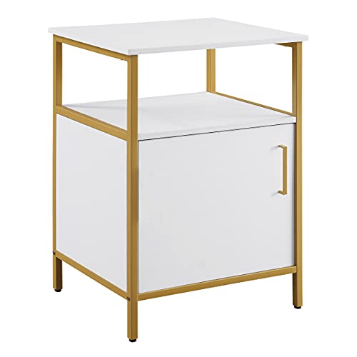 OSP HOME FURNISHINGS Designs Modern Life Contemporary Utility Table and Printer Stand with Storage Cabinet, White.