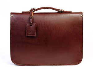 Dust leather business briefcase - DU122 (Cuoio Havana)