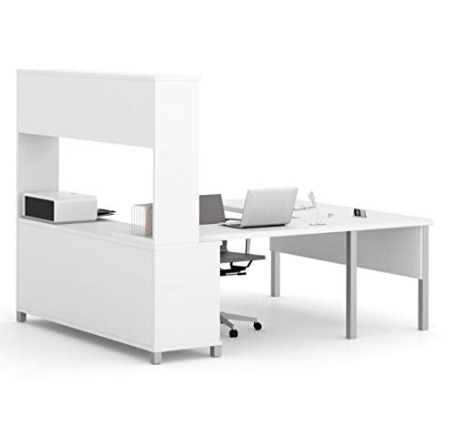 Bestar Pro-Linea U-Desk with Hutch, White