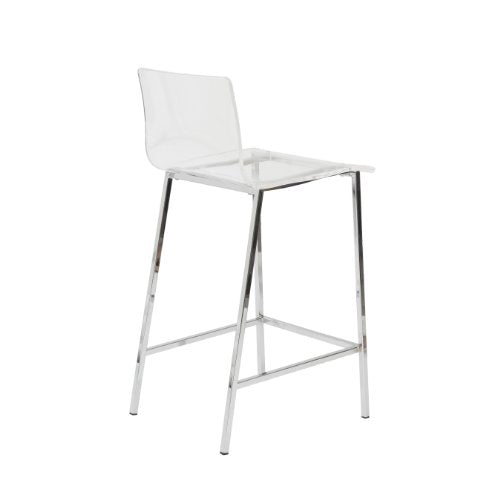 Euro Style Chloe Clear Acrylic Counter  Height Stool with Chromed Base, Set of 2