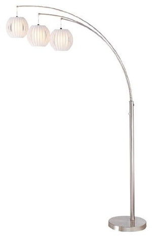Lite Source LS-8871PS/WHT Deion 3-Lite Arch Lamp, Polished Steel with White Shade