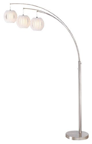 Lite Source LS-8871PS/WHT Deion 3-Lite Arch Lamp, Polished Steel with White Shade