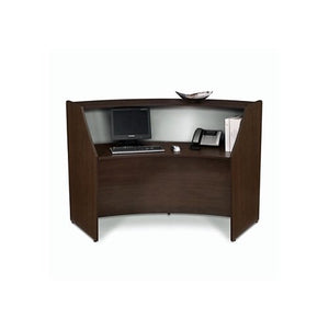 OFM Marque Series Plexi Single-Unit Curved Reception Station - Office Furniture Receptionist/Secretary Desk, Maple (55310-MPL)