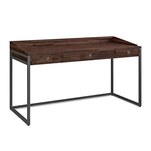 SIMPLIHOME Ralston SOLID WOOD and Metal Modern Industrial 60 inch Wide Home Office Desk, Writing Table, Workstation, Study Table Furniture in Distressed Charcoal Brown with 2 Drawerss