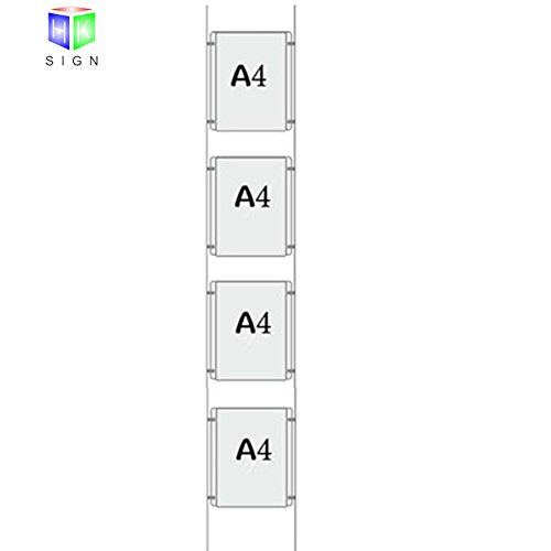 A4 Portrait Real Estate Window Hanging Led Sign Holder Display (4pcs Hanging in one Column)