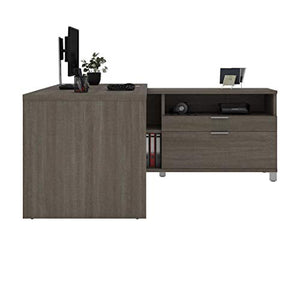 Bestar, Universel Collection, Modern Executive Office L-Shaped Desk with Storage Space